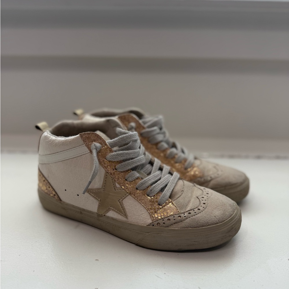 High-Top Sneakers with Gold